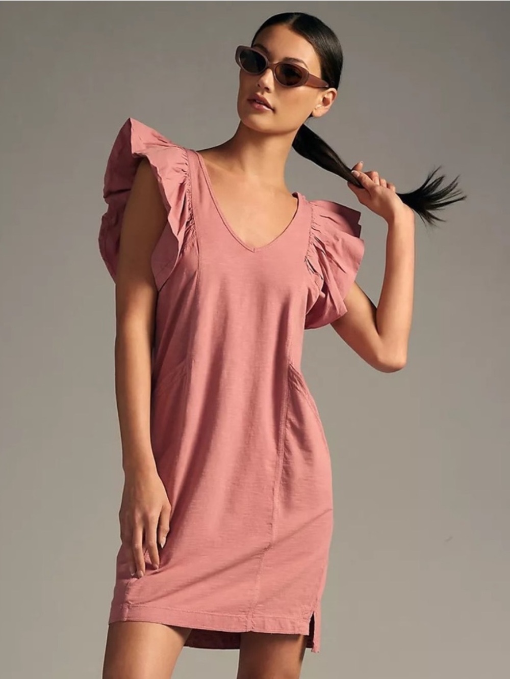 Daily Practice Anthropologie Dress Size S Pink Puff Sleeve Tee